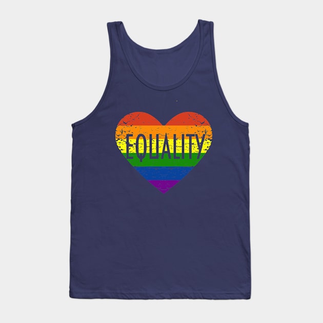 Equality Rainbow LGBT Pride Flag Heart Tank Top by tatadonets